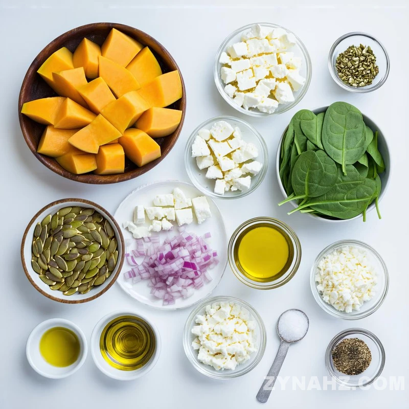 Pumpkin Salad with Feta and Spinach Recipe - Zynahz