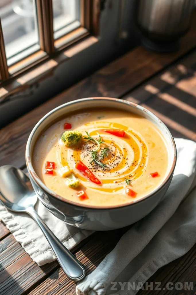 Broccoli Cheddar and Red Pepper Soup Recipe - Zynahz