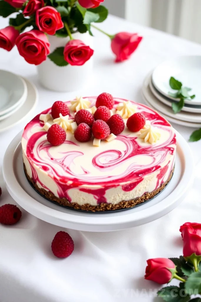 Raspberry White Chocolate No-Bake Cheesecake Recipe - Zynahz
