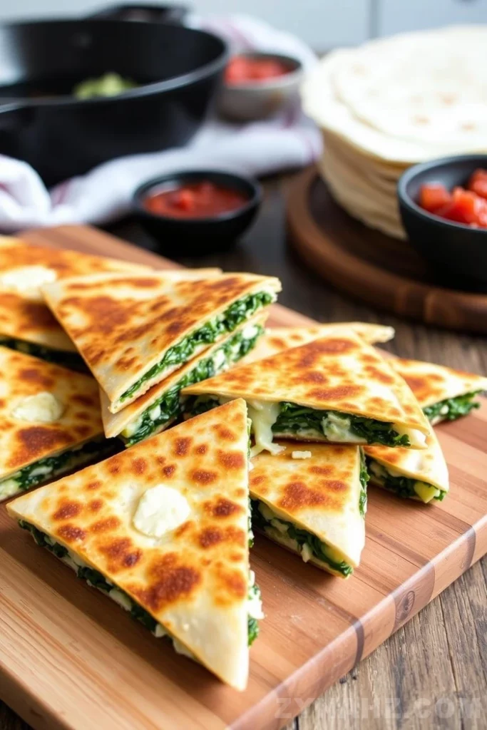 Savory Spinach and Feta Quesadillas Recipe - Zynahz