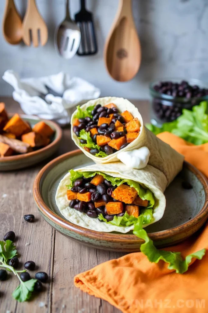 Smoky Black Bean and Sweet Potato Wrap Recipe - Zynahz