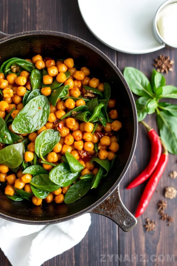 Spicy Chickpea and Spinach Stir-Fry Recipe - Zynahz