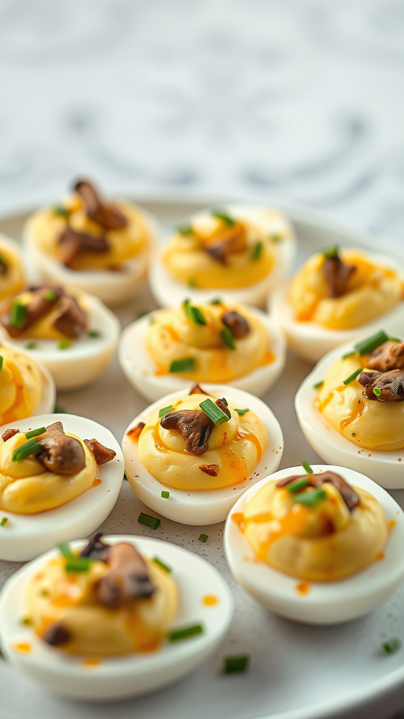 7. Truffle Mushroom Deviled Eggs