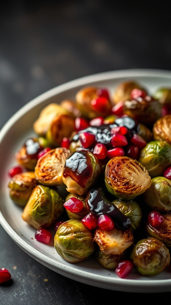 3. Balsamic Brussels with Pomegranate Seeds