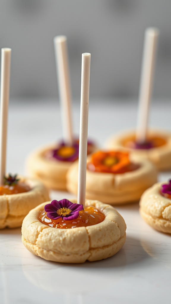 17. Edible Flower Lollipop Cookies