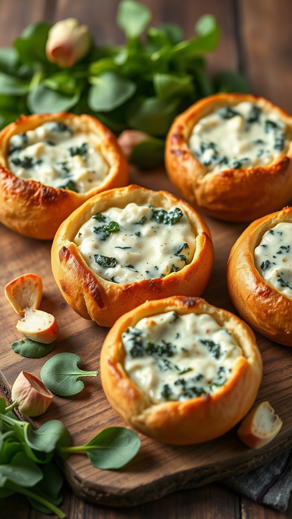 8. Spinach-Artichoke Dip Bunny Bowls