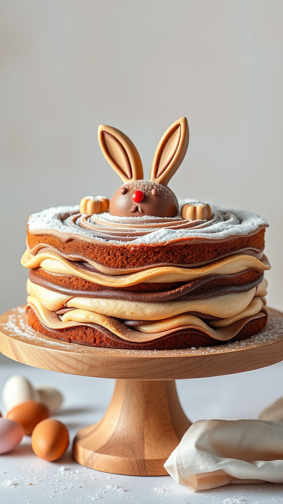 15. Bunny Nutella Swirl Cake