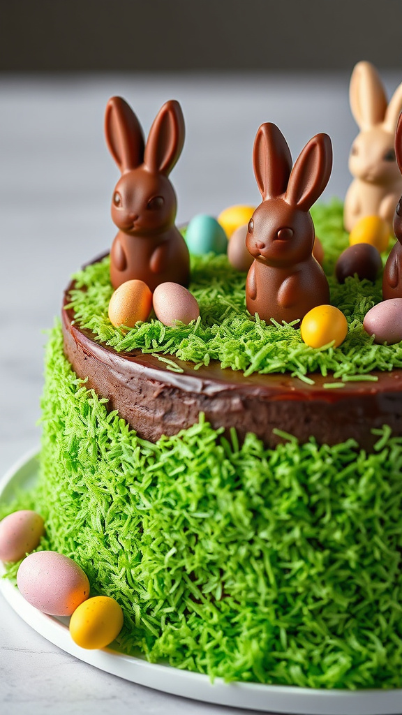 6. Chocolate Bunny Garden Cake