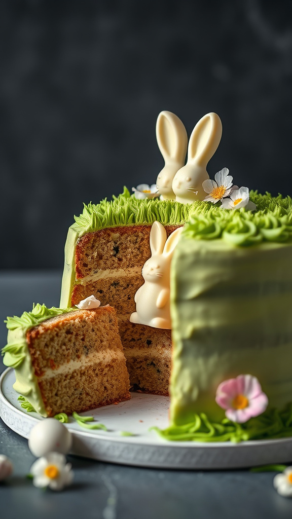 8. Matcha Bunny Surprise Cake