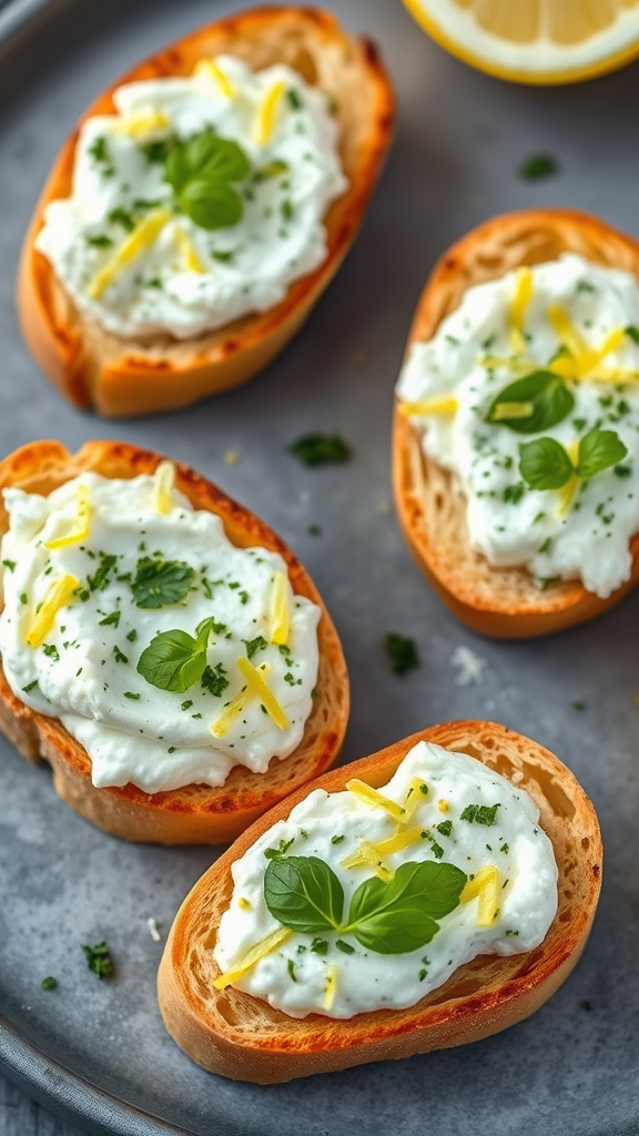 17. Lemon Herb Ricotta Crostini