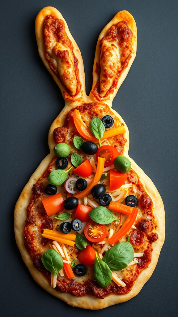 4. Bunny-Shaped Veggie Pizza