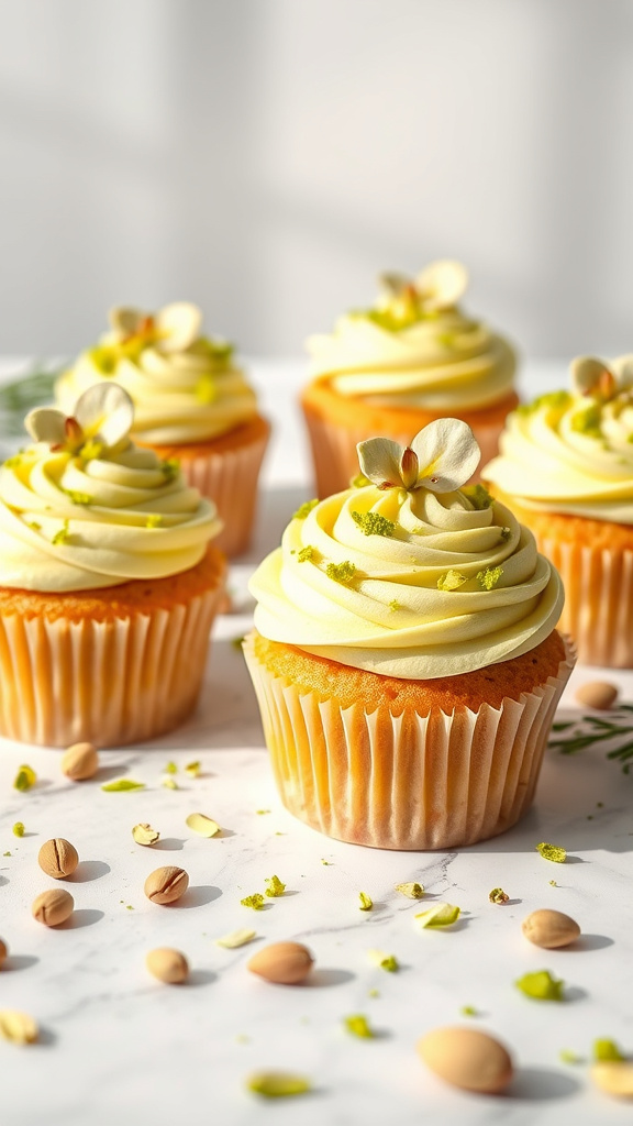 15. Pistachio Petal Cupcakes