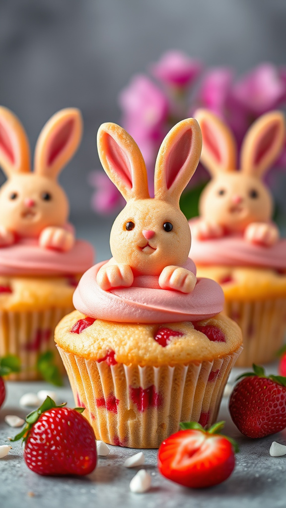 1. Easter Strawberry Bunny Muffins