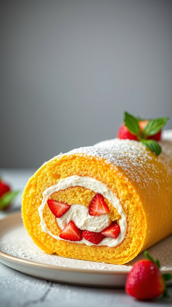 10. Lemon Strawberry Easter Roll Cake