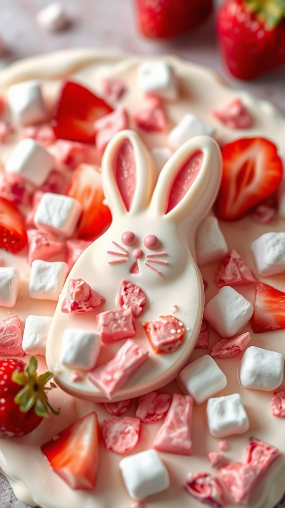 20. Strawberry Marshmallow Bunny Bark