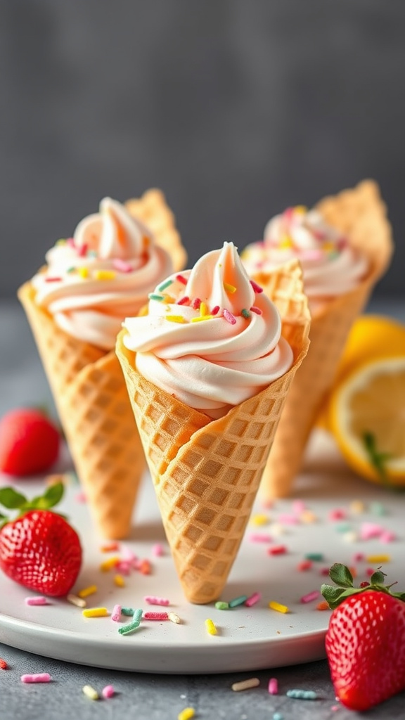 23. Strawberry Lemonade Easter Cones