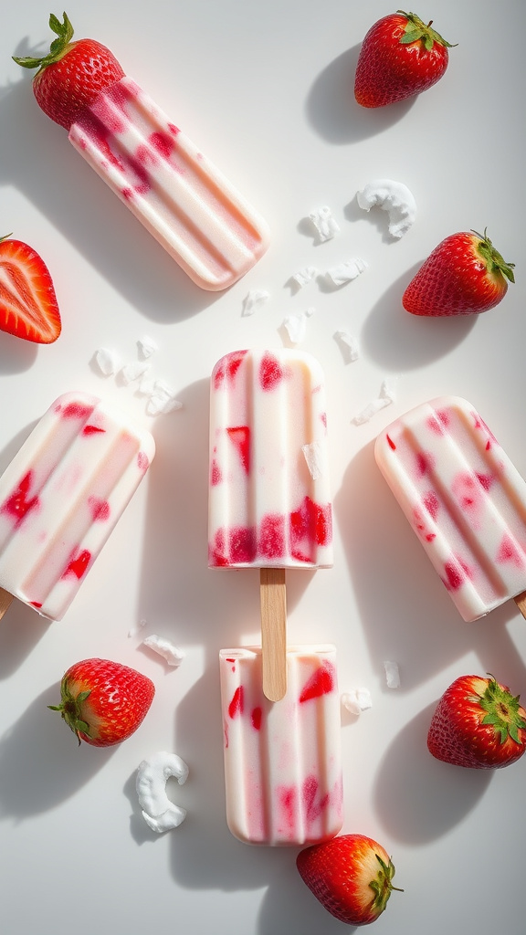 9. Strawberry Coconut Easter Popsicles