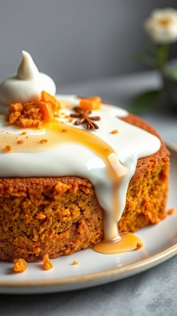 13. Carrot Cake with Honey Yogurt Topping