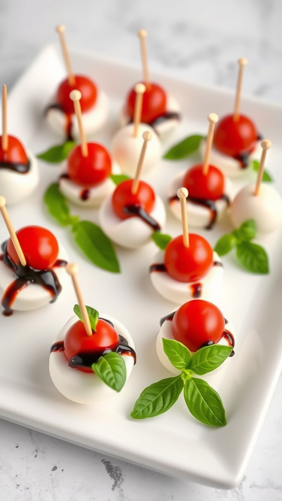 12. Egg-Shaped Caprese Bites