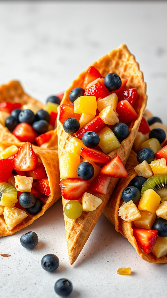 22. Colorful Fruit Salad Cones