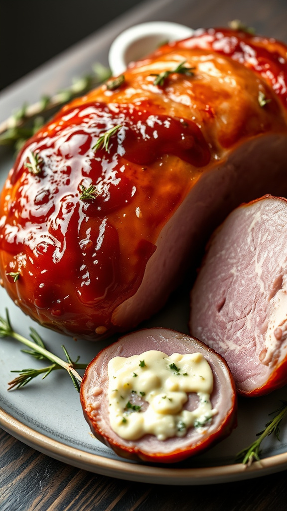 1. Honey-Glazed Ham with Herb Butter