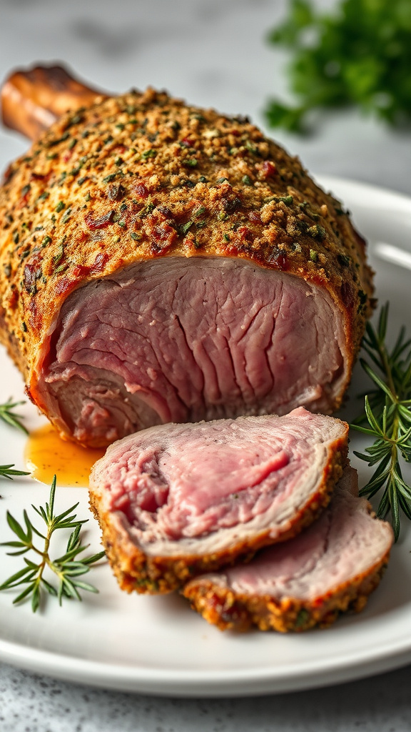 15. Herb-Crusted Leg of Lamb