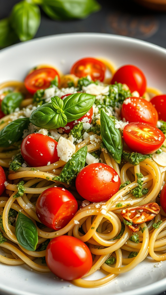 18. Pesto and Cherry Tomato Pasta