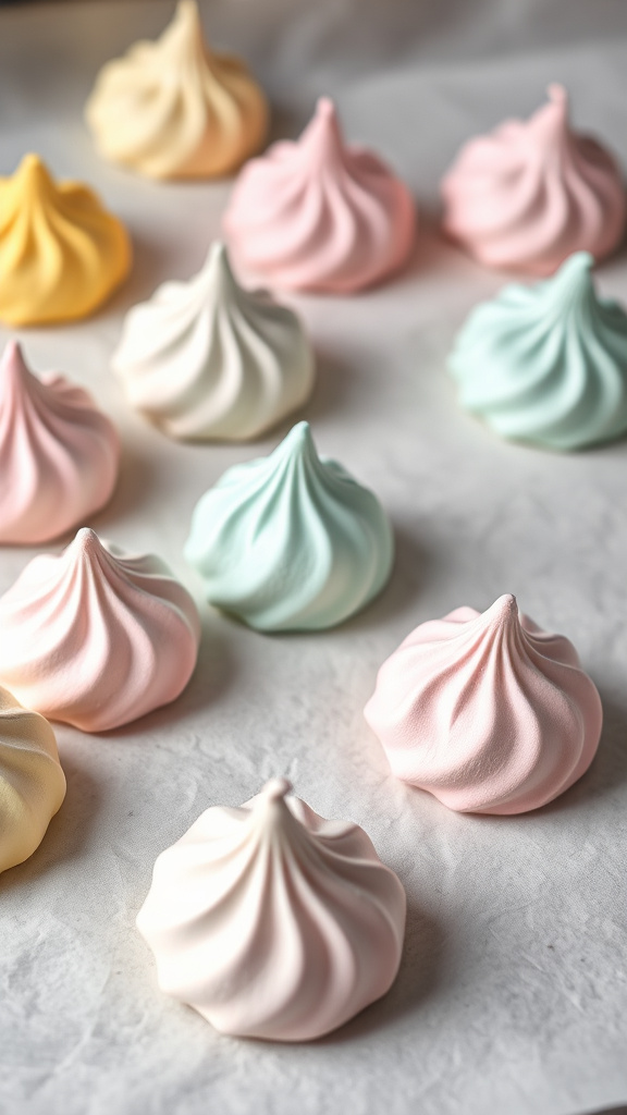 15. Pastel Meringue Kisses