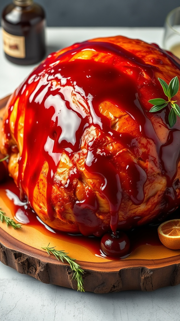 9. Cherry Bourbon Glazed Ham