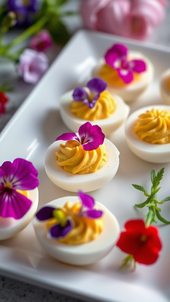 24. Edible Flower Deviled Eggs