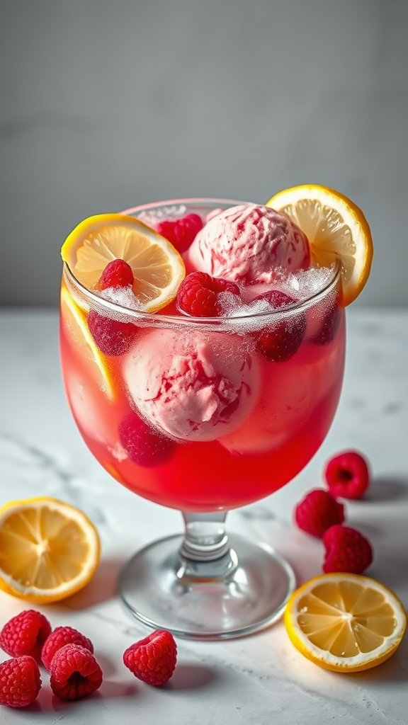 9. Raspberry Lemon Sherbet Punch