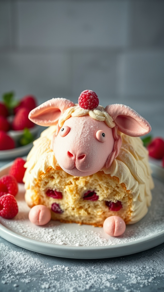 15. Raspberry Lemonade Lamb Cake