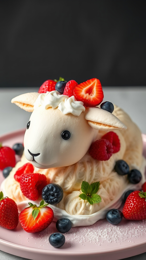 20. Berry Delight Easter Lamb Cake