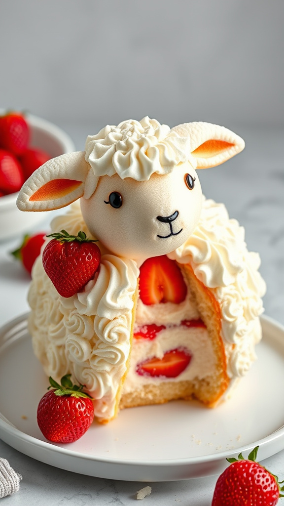 8. Strawberry Shortcake Lamb Cake