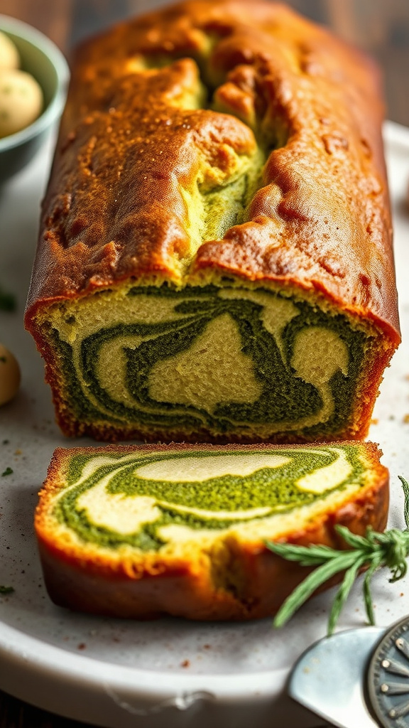 6. Matcha Marbled Easter Loaf