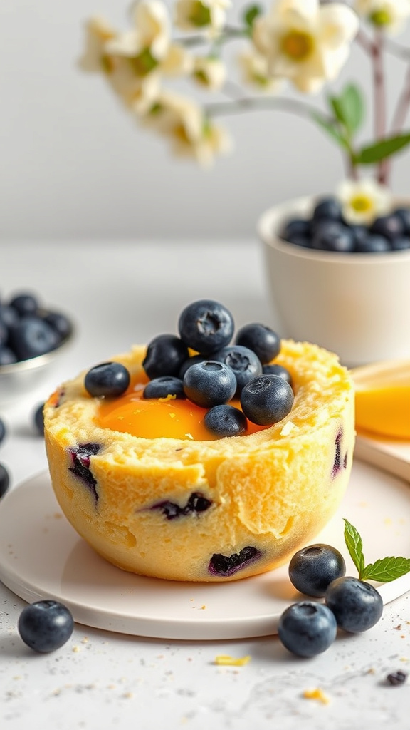 26. Lemon Blueberry Burst Egg Cake