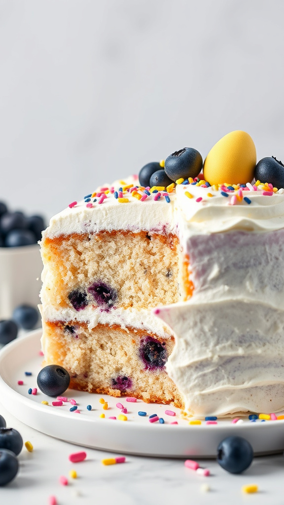 5. Blueberry Bliss Easter Egg Cake