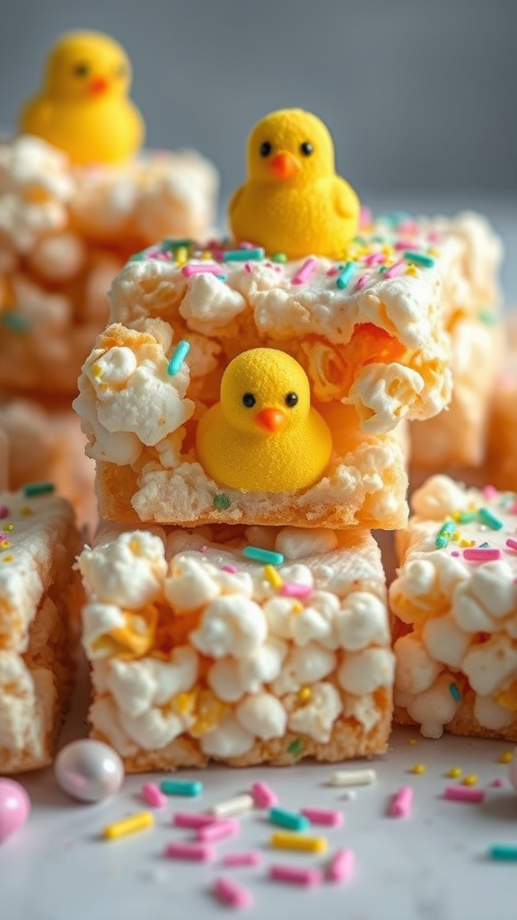 3. Marshmallow Chick Popcorn Bars