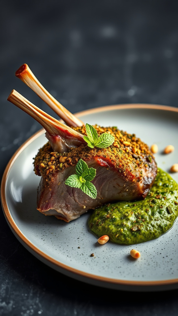 2. Herb-Crusted Lamb with Mint Pesto