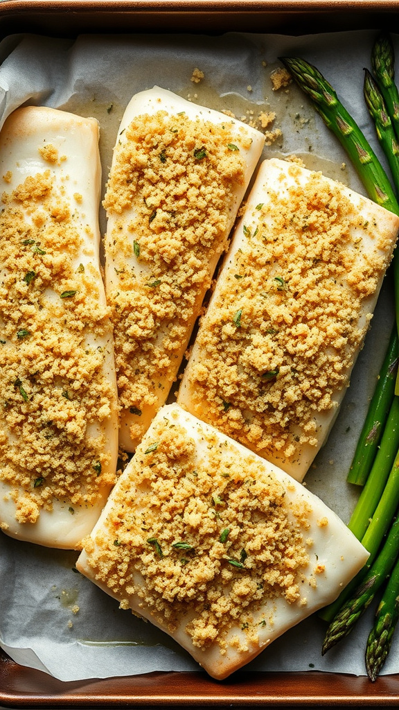 25. Garlic Herb Crusted Halibut