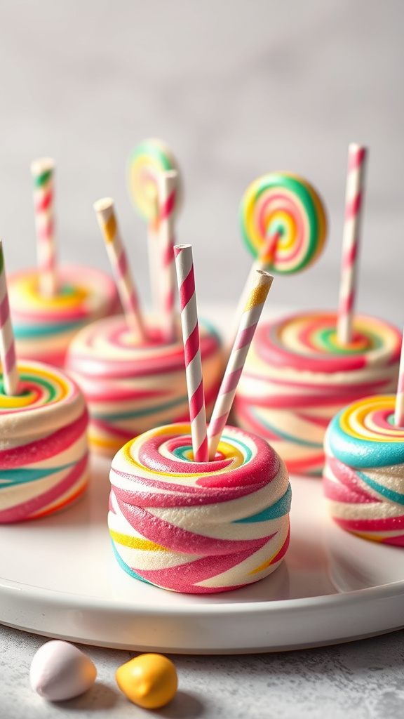 16. Harlequin Lollipop Swirl Cakes