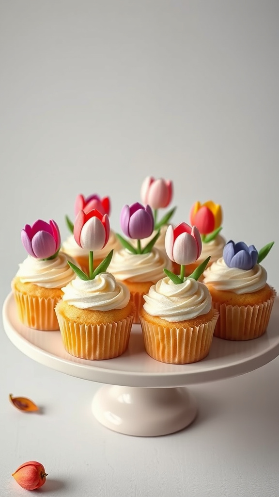 12. Almond Tulip Garden Cupcakes