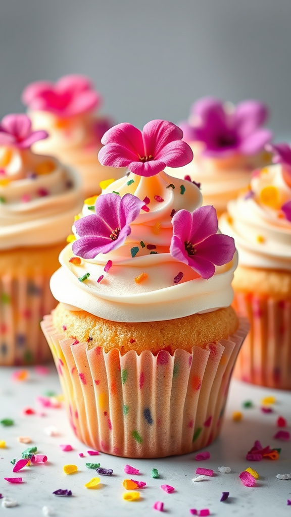 14. Floral Confetti Cupcakes