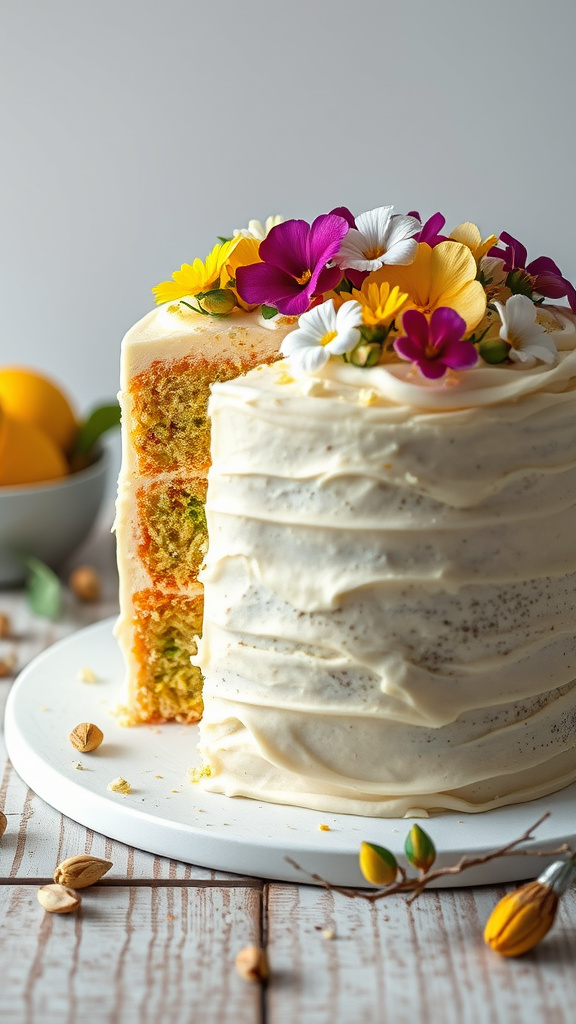 15. Floral Citrus Pistachio Cake