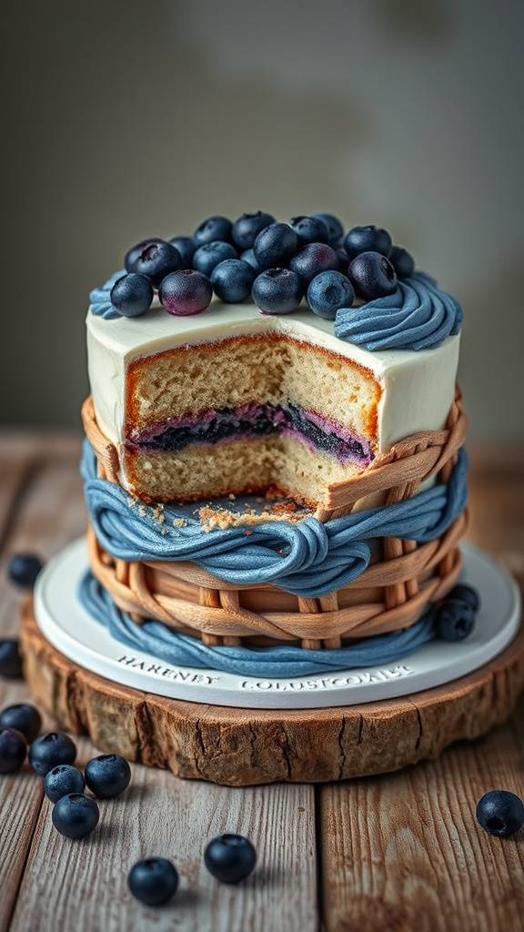 21. Blueberry Bliss Basket Cake