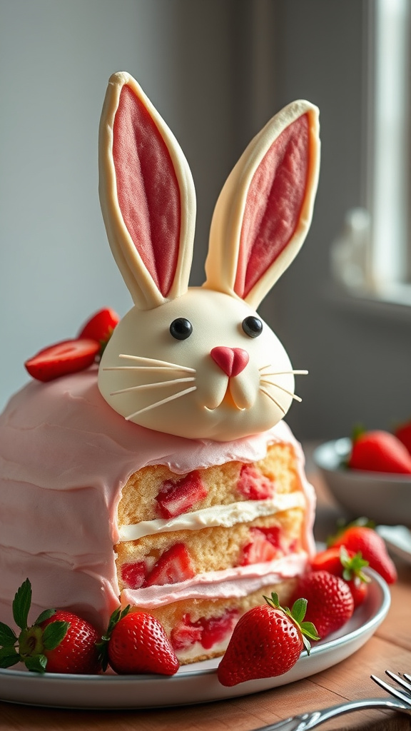 23. Strawberry Lemonade Bunny Cake