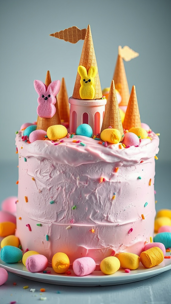 8. Peeps Marshmallow Castle Cake