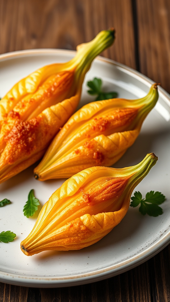 26. Ricotta Stuffed Zucchini Blossoms