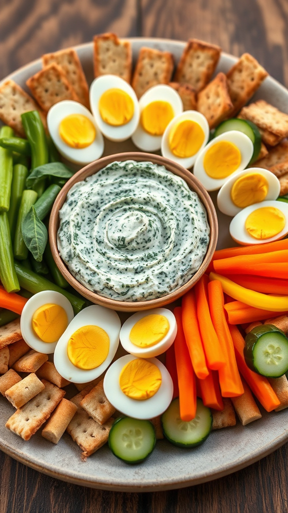 18. Egg-cellent Spinach Dip Tray