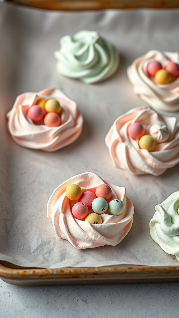 18. Pastel Meringue Nests